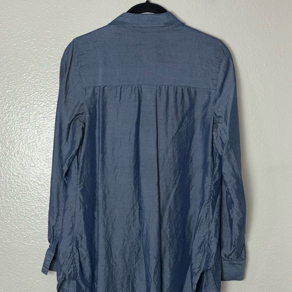 Soft Surroundings Tencel Popover Blouse Women's Size Small Blue Chambray - Picture 9 of 16